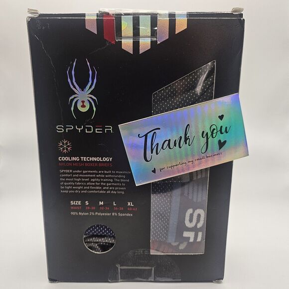 NEW SPYDER COOLING TECHNOLOGY NYLON MESH BOXER BRIEFS SET OF 4 ~M~ DAMAGED BOX - Picture 2 of 4